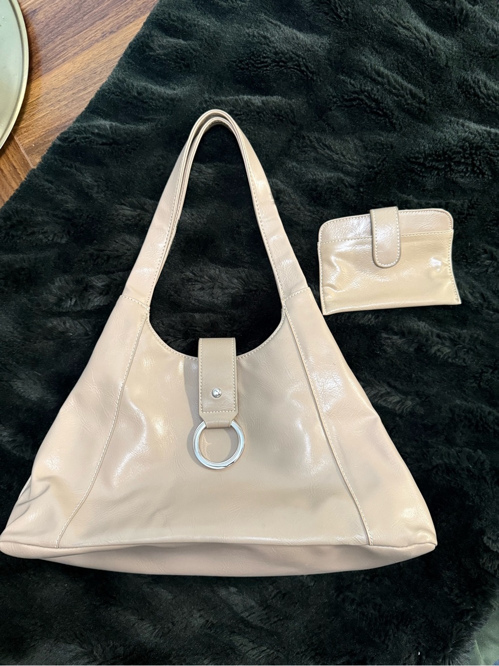 Nine West Cream Leather Shoulder Bag with Coin Wallet